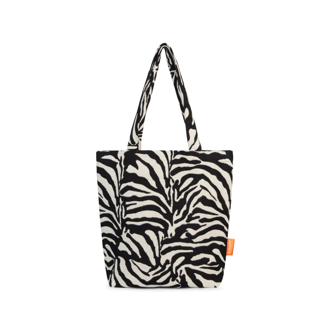 Handmade shopper tote handbag bag with zebra print and laptop sleeve